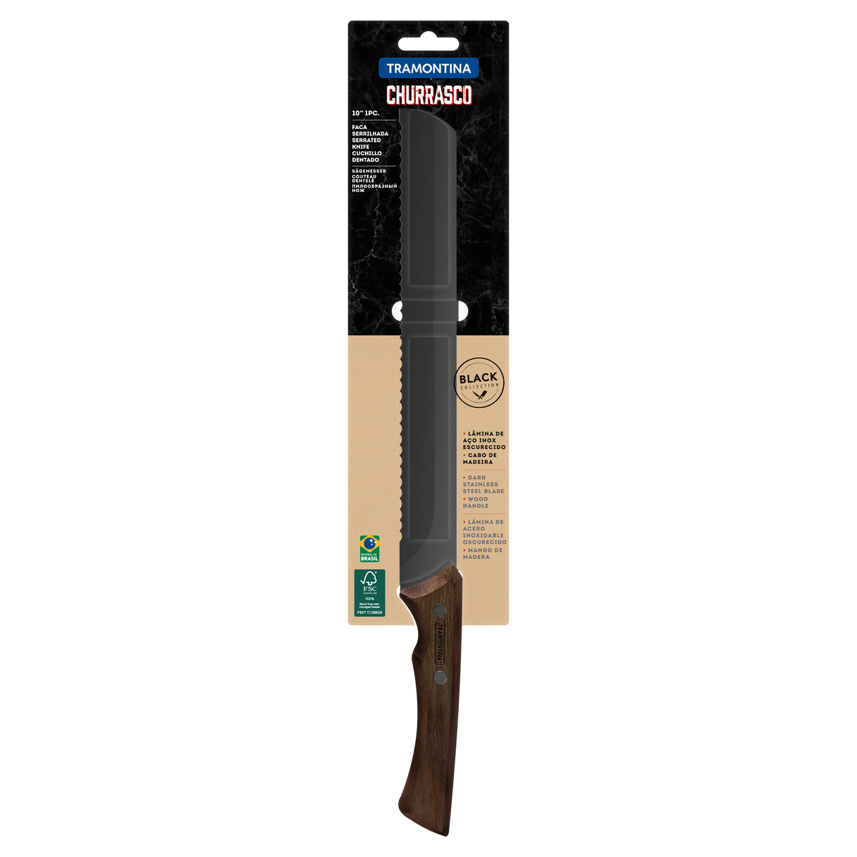 CUCHILLO DENTADO 28 CM CHURRASCO