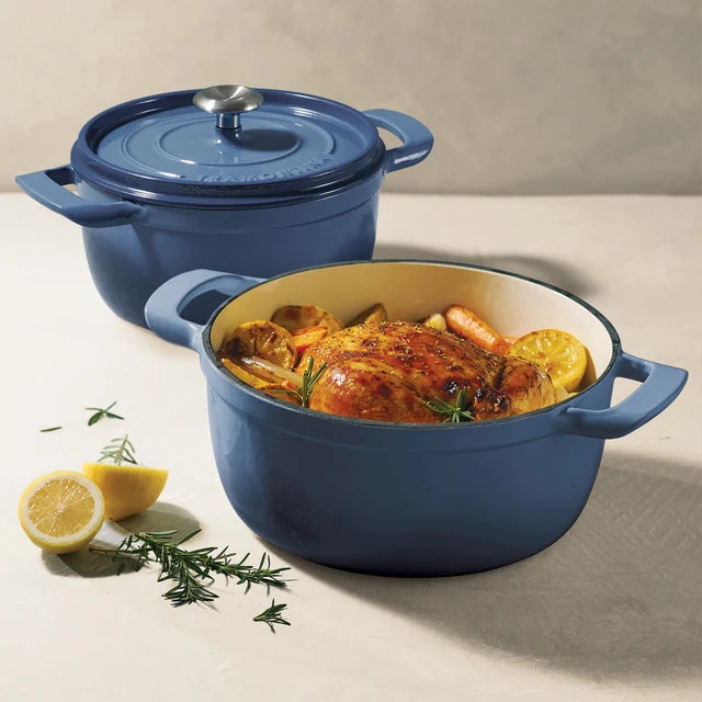CACEROLA DE HIERRO FUNDIDO ESMALTADO 22CM AZUL