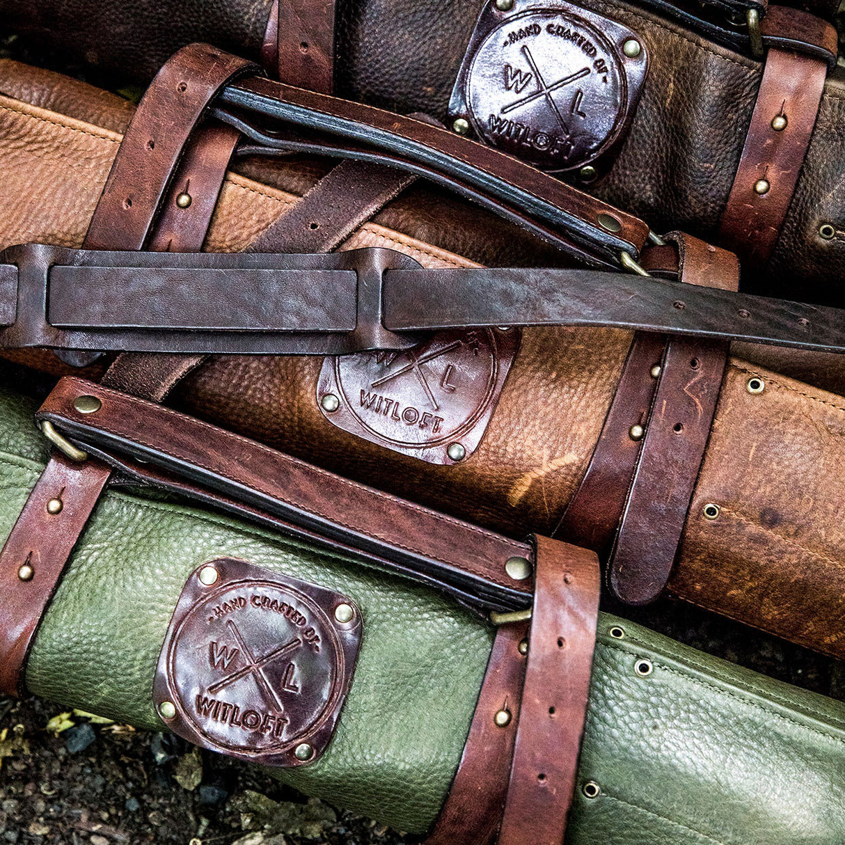 LIGHT BROWN LEATHER ROLL FOR 9 KNIVES