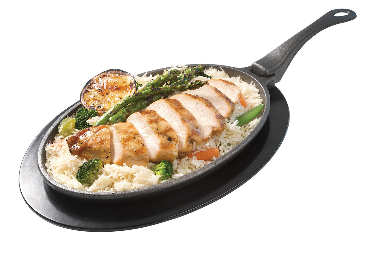 Bratpfanne aus Gusseisen mit Servierplatte