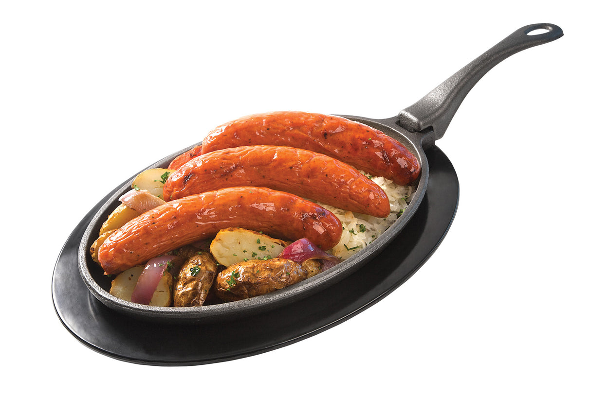 Bratpfanne aus Gusseisen mit Servierplatte