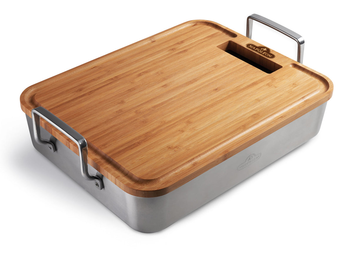 BANDEJA PARA ASAR DE INOX CON TABLA DE CORTAR