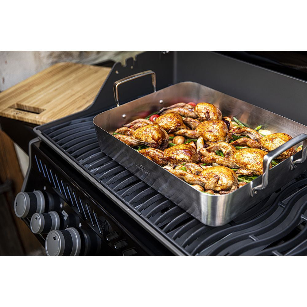 BANDEJA PARA ASAR DE INOX CON TABLA DE CORTAR