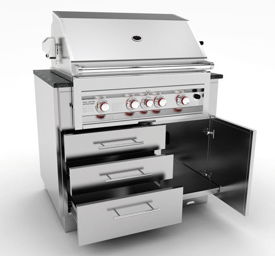 MÓDULO DE INOX BAJO BARBACOA 4 QUEMADORES