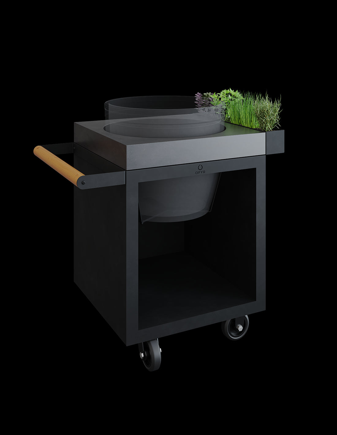 OFYR KAMADO NEGRO PRO TABLA DE HORMIGÓN BGE