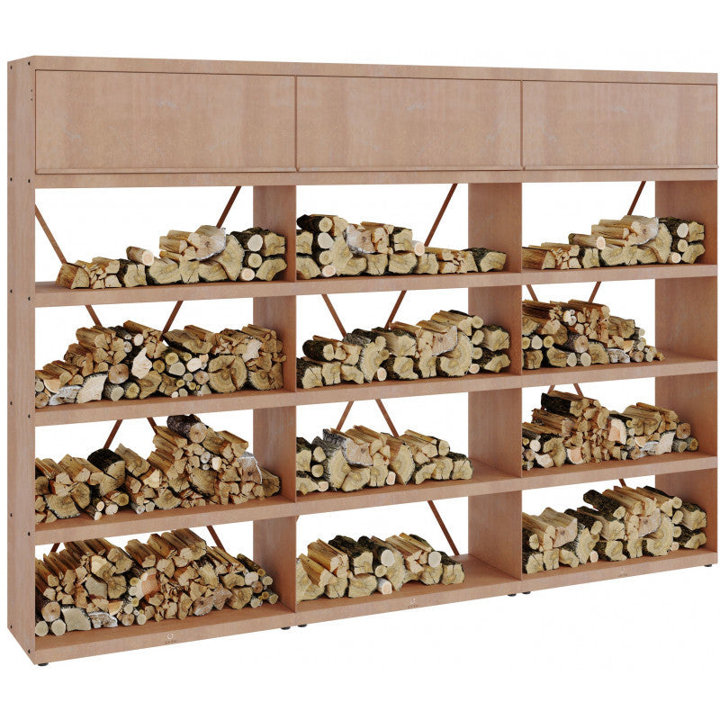 LEÑERO CORTEN 300 CON PUERTA