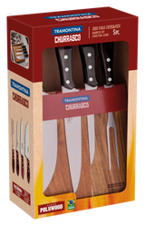 JUEGO 5 PIEZAS CHURRASCO CON STAND MAGNETICO  POLYWOOD