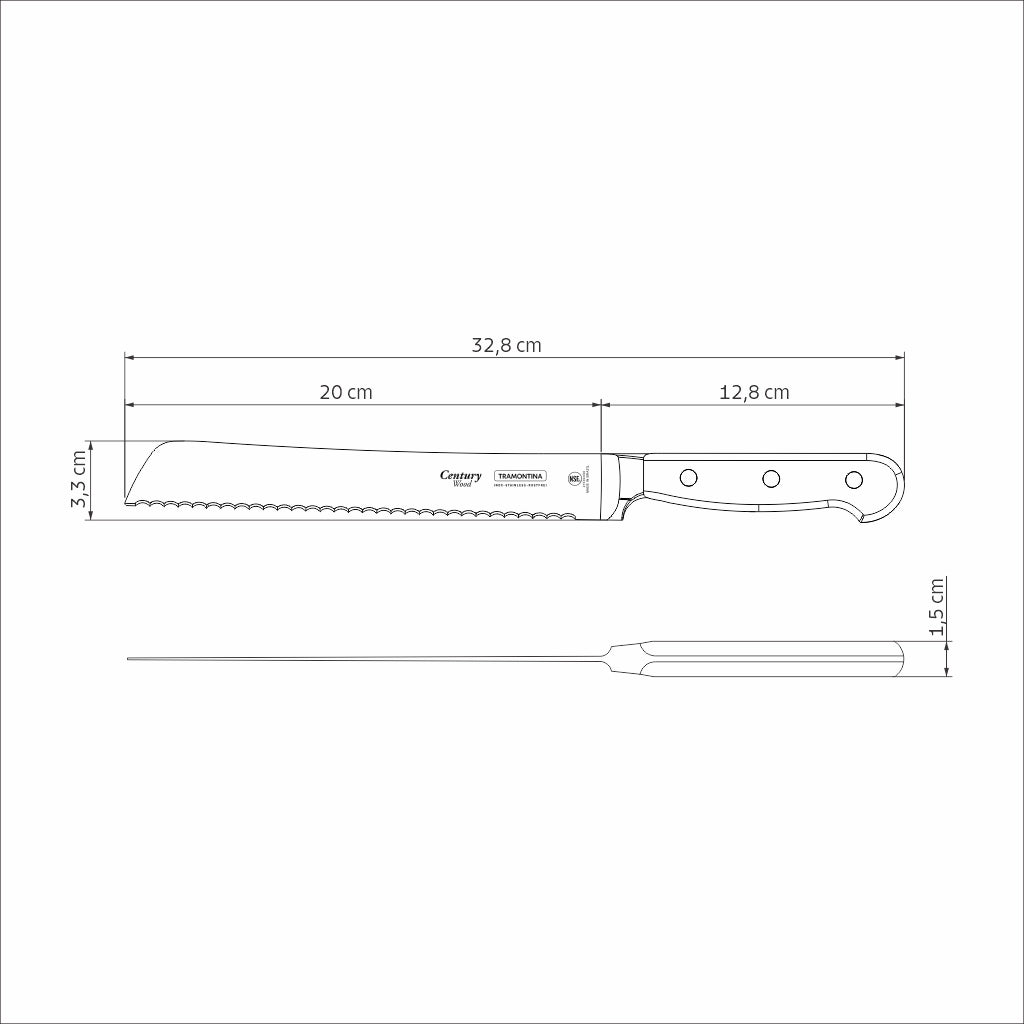 CUCHILLO PAN 20 CM CENTURY WOOD