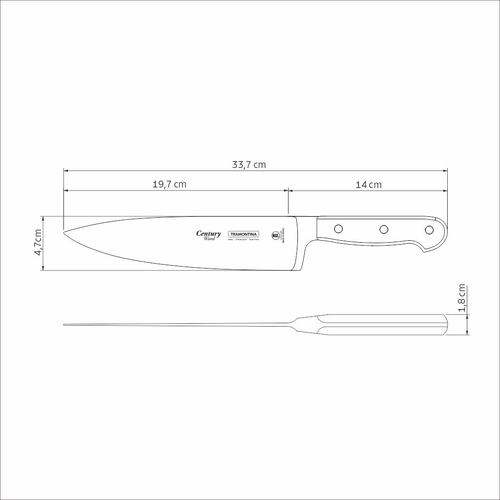 CUCHILLO COCINERO 20 CM CENTURY WOOD