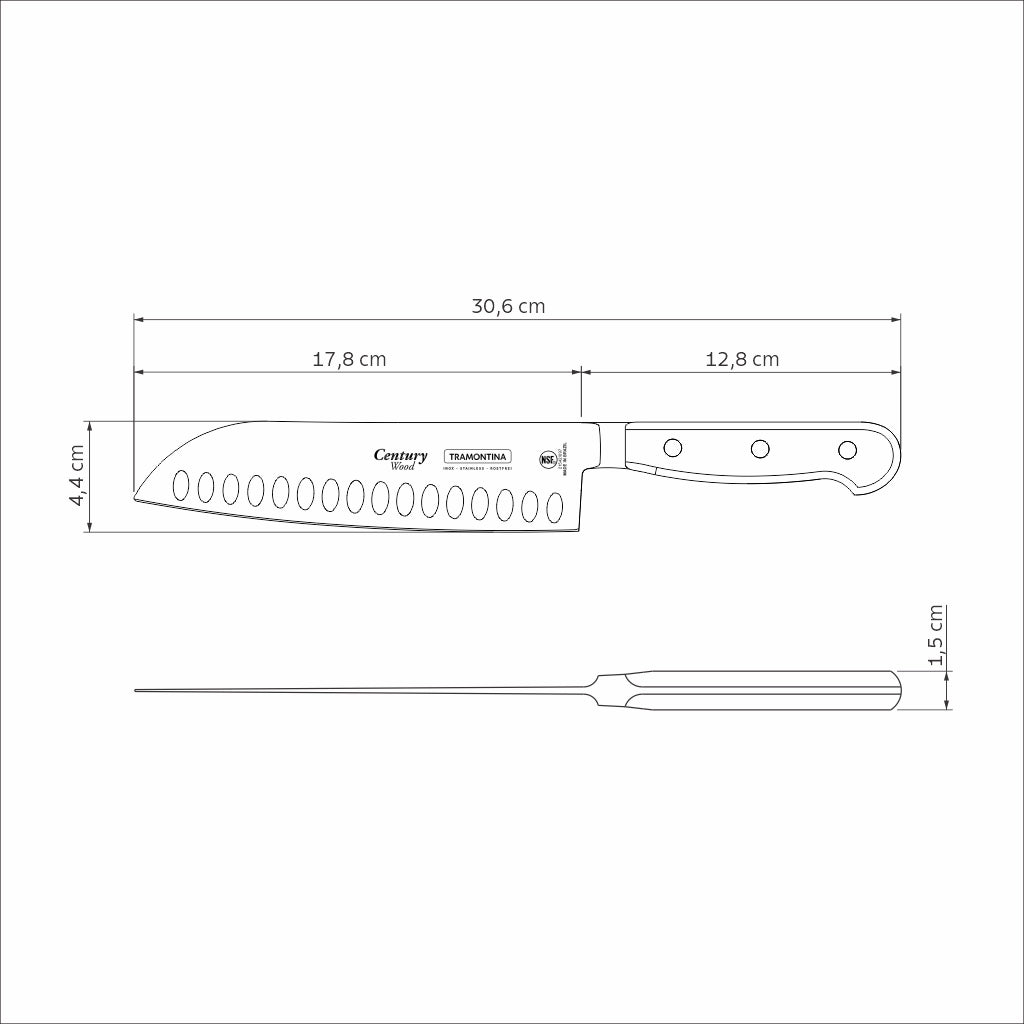 SANTOKU KNIFE 18 CM CENTURY WOOD