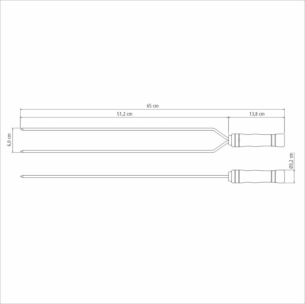 BBQ SKEWER 65CM TWO POINTS 