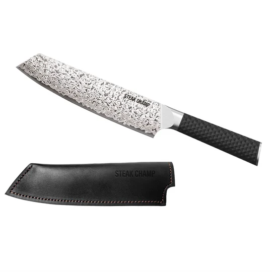 Cuchillo cocinero damasco 20cm “WAGYU” con funda de cuero