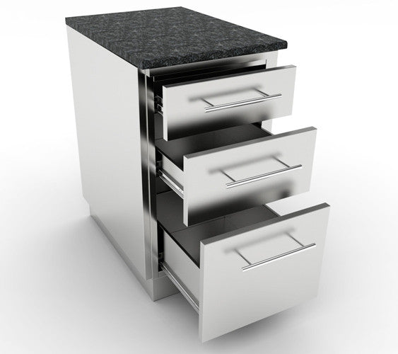 STAINLESS STEEL MODULE WITH 3 DRAWERS