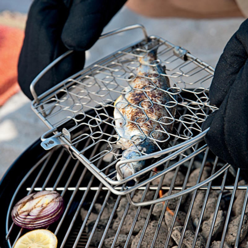 CESTA PARA PESCADO - MODELO PEQUEÑO, ACERO INOXIDABLE