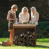 TEAK CORTEN WORK TABLE 90